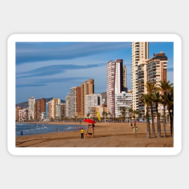 Benidorm Levante Beach Costa Blanca Spain Sticker by AndyEvansPhotos